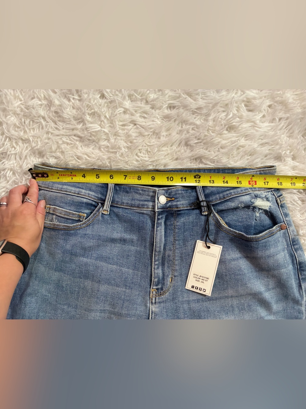 NEW Judy Blue High Rise Waisted Y2K Distressed Hem Bermuda Denim Shorts Plus 2XL - Picture 4 of 10